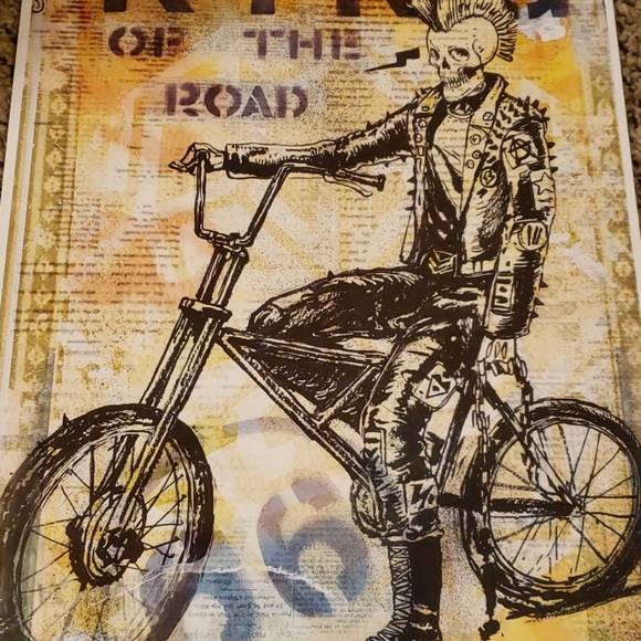 Too Fast King of the Road Skeleton Rider w Mohawk BMX 11"x17" Tattoo Art Print - Picture 3 of 8